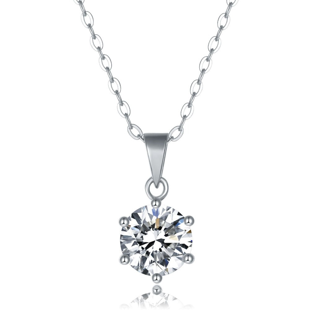 1CT-3CT Moissanite Solitaire Pendant Necklaces for Women