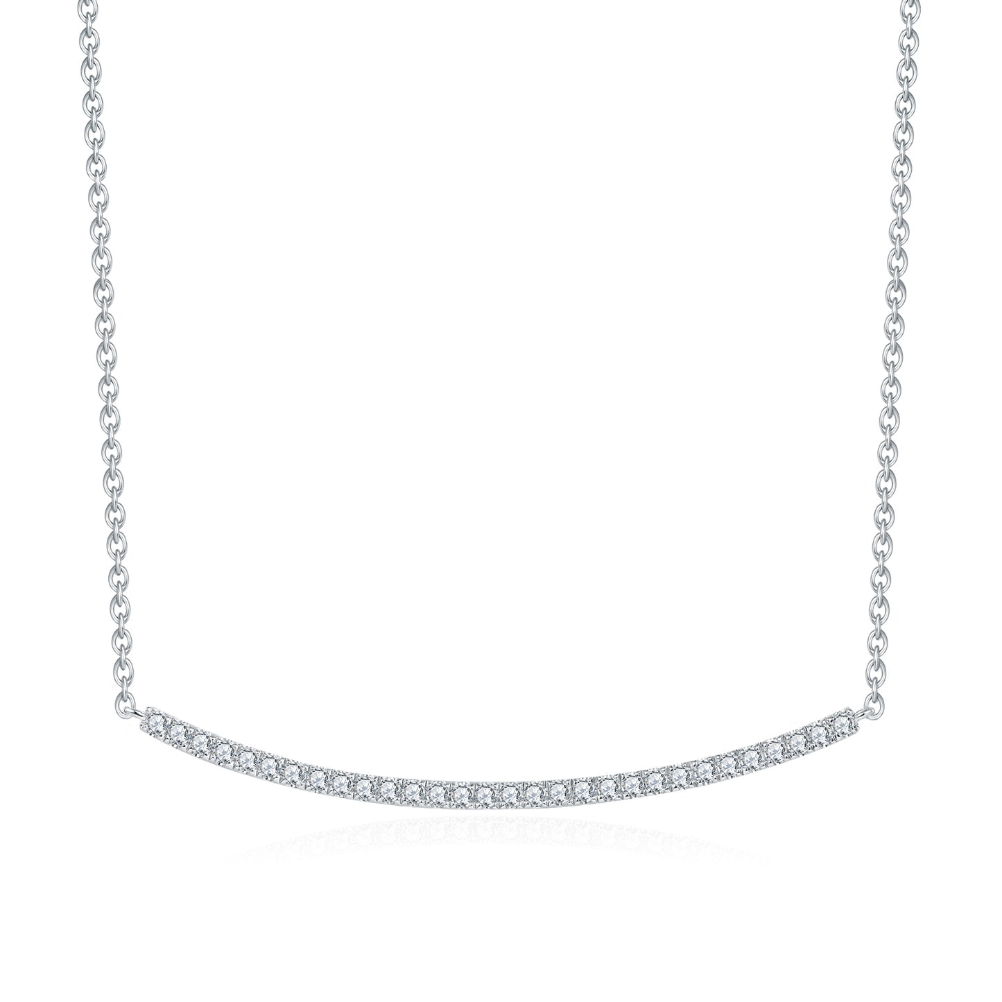 Moissanite Curved Bar Pendant Necklace in Sterling Silver 0.45CT